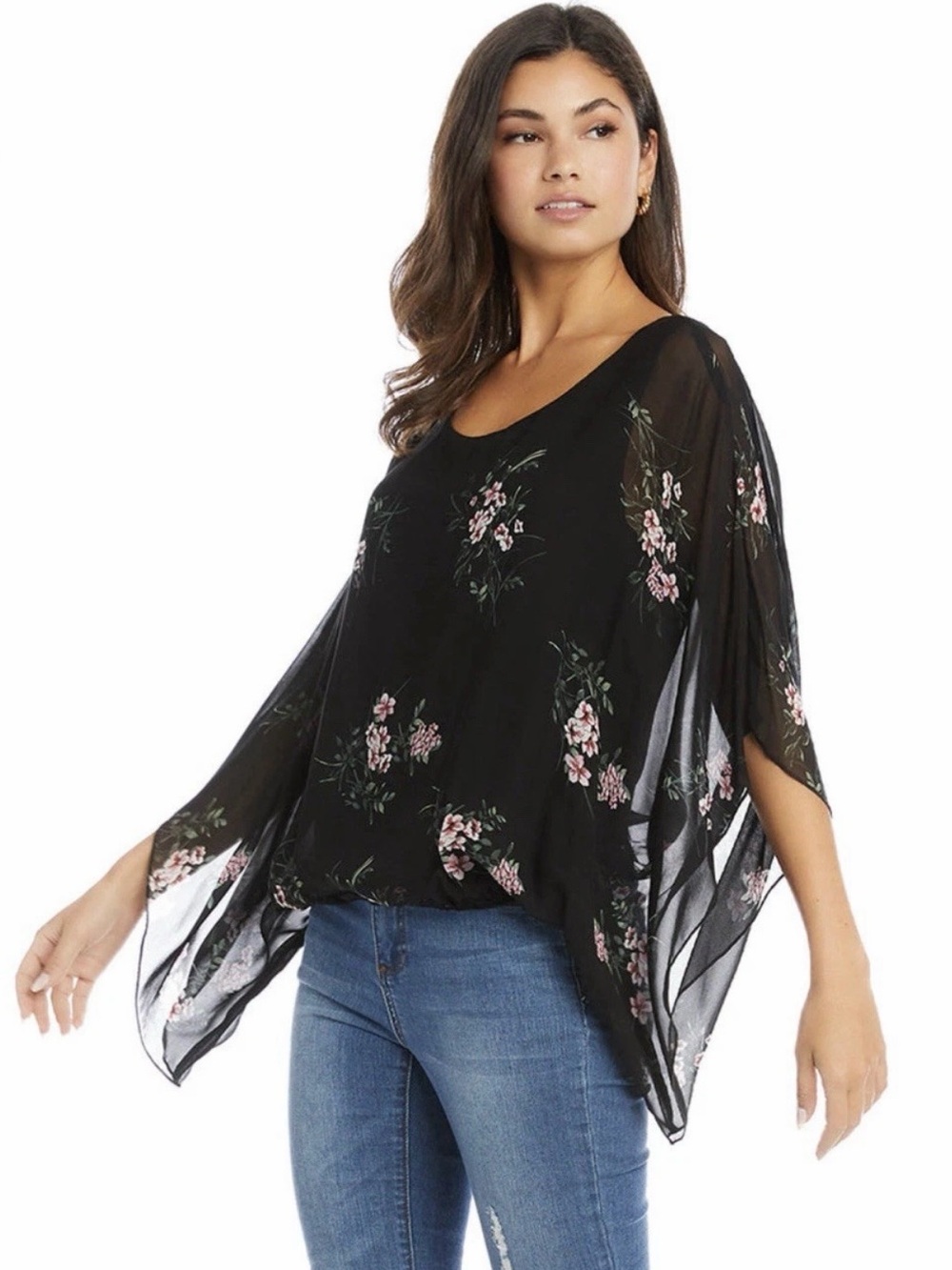 NWT! Karen Kane Women’s Garden Party - SZ L- Floral Blouson Scarf Top Blouse